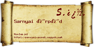Sarnyai Árpád névjegykártya