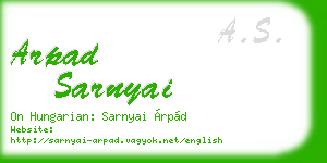 arpad sarnyai business card